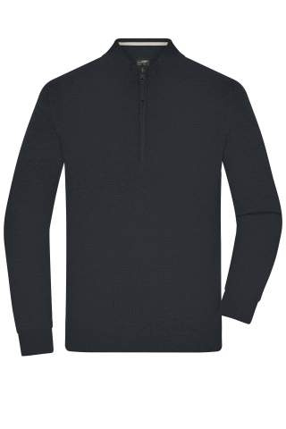Men's Half-Zip Troyer, black – James & Nicholson (1)