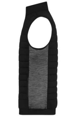 Men's Padded Hybrid Vest, black/carbon-melange – James & Nicholson (2)