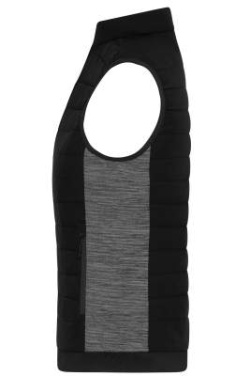 Ladies' Padded Hybrid Vest, black/carbon-melange – James & Nicholson (2)