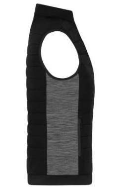 Ladies' Padded Hybrid Vest, black/carbon-melange – James & Nicholson (3)