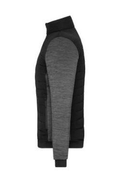Ladies' Padded Hybrid Jacket, black/carbon-melange – James & Nicholson (2)