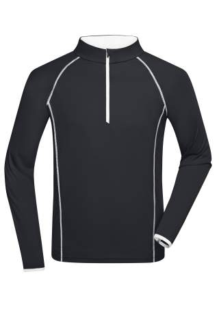 Men's Sports Shirt Long-Sleeved, black/white – James & Nicholson (1)