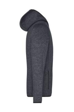 Men's Knitted Fleece Hoody, dark-melange/black – James & Nicholson (3)