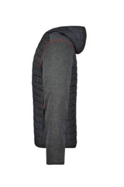 Men's Knitted Hybrid Jacket, grey-melange/anthracite-melange – James & Nicholson (2)