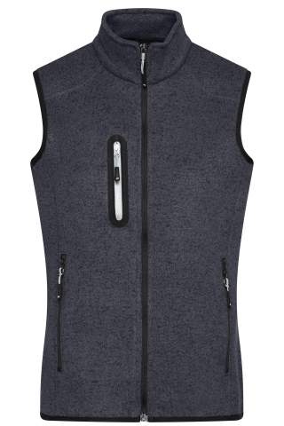 Men's Knitted Fleece Vest, dark-grey-melange/silver – James & Nicholson (1)