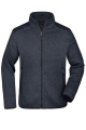 Men's Knitted Fleece Jacket, dark-grey-melange/silver