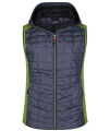 Ladies' Knitted Hybrid Vest, kiwi-melange/anthracite-melange