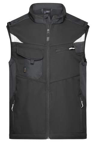 Workwear Softshell Vest – STRONG, black/black – James & Nicholson (1)