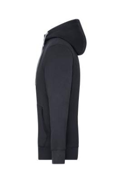 Men's Lifestyle Zip-Hoody, black/grey-heather – James & Nicholson (2)