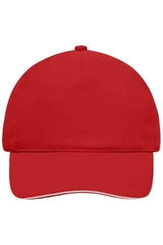5 Panel Cap mit kontrastfarbener Schirmkante, red/white - Myrtle Beach (1)