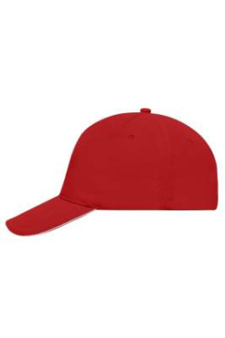 5 Panel Cap mit kontrastfarbener Schirmkante, red/white - Myrtle Beach (2)