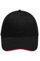 6 Panel Brushed Cap mit kontrastfarbener Schirmkante, black/red