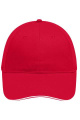 6 Panel Brushed Cap mit kontrastfarbener Schirmkante, red/white