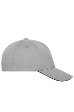 5 Panel Cap mit kontrastfarbener Schirmkante Organic Cotton, light-grey/black - Myrtle Beach (3)