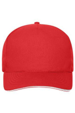 5 Panel Cap mit kontrastfarbener Schirmkante Organic Cotton, red/white