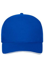 5 Panel Cap mit kontrastfarbener Schirmkante Organic Cotton, royal/white