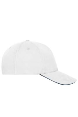5 Panel Cap mit kontrastfarbener Schirmkante Organic Cotton, white/navy - Myrtle Beach (3)