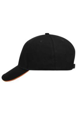 5 Panel Cap mit kontrastfarbener Schirmkante, black/orange - Myrtle Beach (2)
