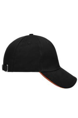 5 Panel Cap mit kontrastfarbener Schirmkante, black/orange - Myrtle Beach (3)
