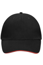 5 Panel Cap mit kontrastfarbener Schirmkante, black/red