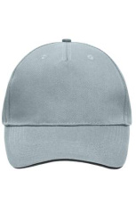 5 Panel Cap mit kontrastfarbener Schirmkante, light-grey/black
