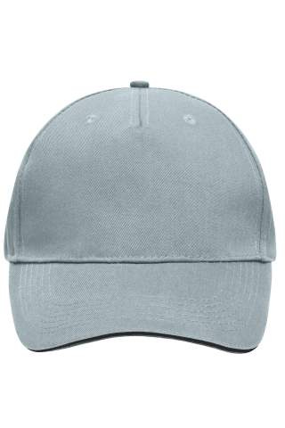 5 Panel Cap mit kontrastfarbener Schirmkante, light-grey/black - Myrtle Beach (1)