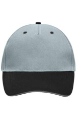 5 Panel Cap mit kontrastfarbener Schirmkante, light-grey/black/light-grey