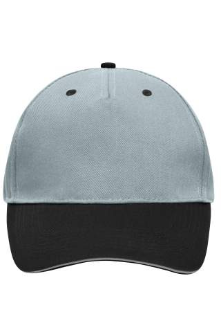 5 Panel Cap mit kontrastfarbener Schirmkante, light-grey/black/light-grey - Myrtle Beach (1)