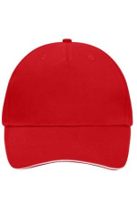 5 Panel Cap mit kontrastfarbener Schirmkante, red/white
