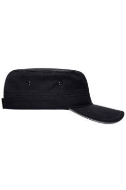 Military Cap mit kontrastfarbener Schirmkante, black/dark-grey - Myrtle Beach (3)