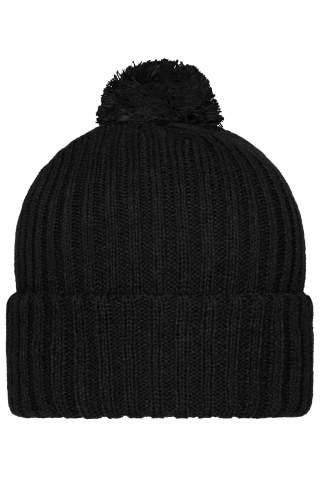 Knitted Cap with Pompon, black – Myrtle Beach (1)
