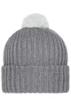 Knitted Cap with Pompon, dark-grey/light-grey