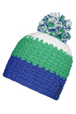 Crocheted Cap with Pompon, aqua/lime-green/white – Myrtle Beach (2)