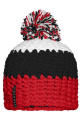 Crocheted Cap with Pompon, red/black/white