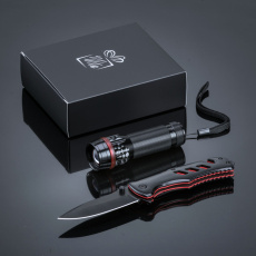 Titanium-beschichtetes Steel Optima Set: Rettungsmesser und Taschenlampe