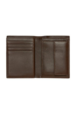 Kartenetui mit Klappe und Geldscheinfach, klassisches glattes Braun, Produktbild (2)