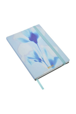 Notizbuch A5 mit holografischem Blumenmuster, hellblau liniert, Produktbild (2)