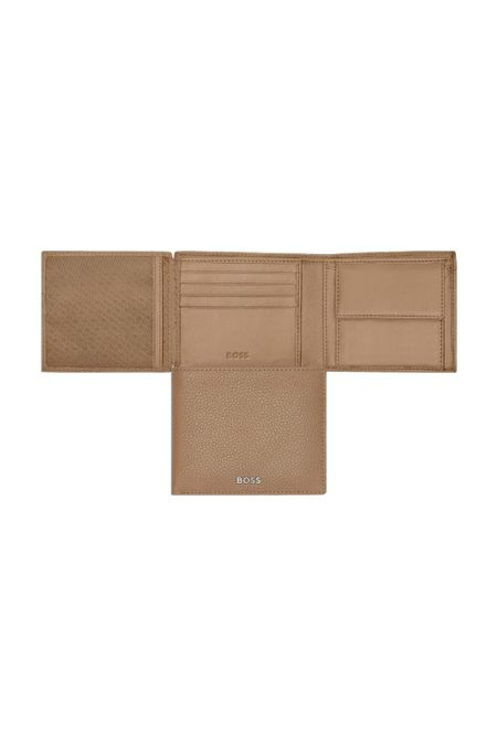 Geldbrieftasche mit Klappe, klassisches genarbtes Kamelleder, Produktbild (1)