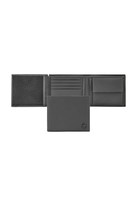 Geldbrieftasche mit Klappe, Double B Saffiano Grau, Produktbild (1)