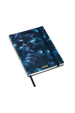 Notizbuch A5, Batikmuster, Blumenmuster, marineblau, liniert, Produktbild (2)