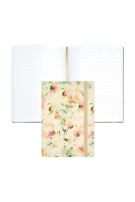 Notizbuch A5, Batikmuster, Blumenmuster, cremefarben, liniert, Produktbild (1)