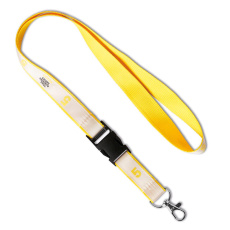Abnehmbares Polyester-Lanyard mit Siebdruck-Satin-Überzug.
