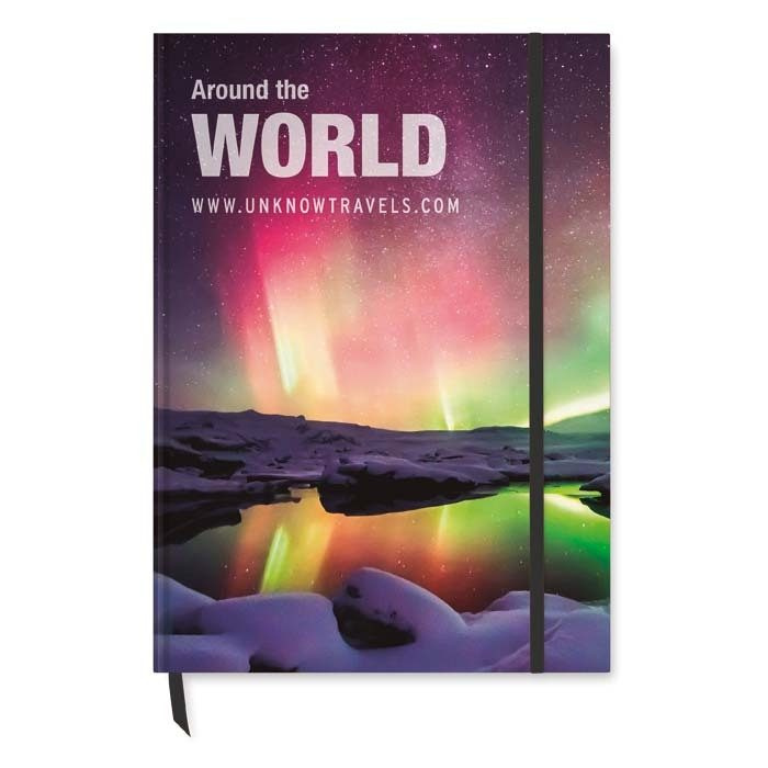 Notizbuch im A4-Format mit festem Einband und Ihren individuell gestalteten bedruckten Blättern., Produktbild