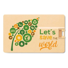 USB-Stick im Kreditkartenformat aus Weizenstroh und PP-Kunststoff, 1–64 GB