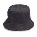 BUCKET wendbarer Fischerhut aus Cord und Sherpa-Fleece, Carbon Grey/Shear Beige