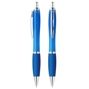 Druckkugelschreiber „Alpha“, transparent blau, Produktbild (2)