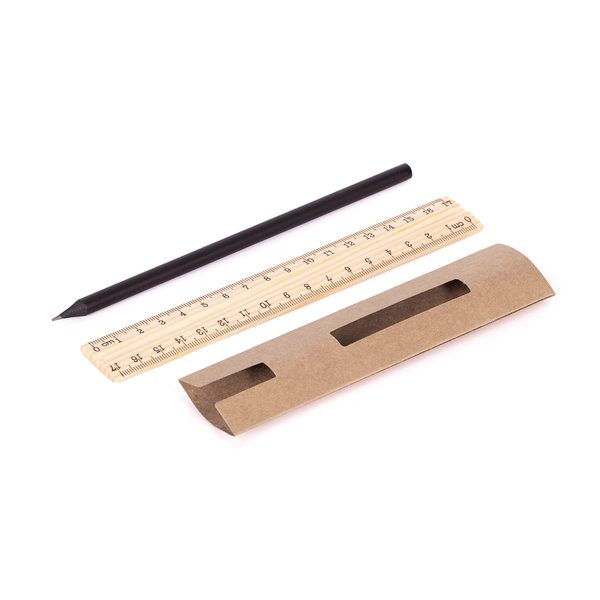 Einfaches Bleistift- und Linealset, beige, Produktbild (1)