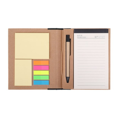 Notizblock aus Kraftpapier mit Memo-Set, schwarz/beige, Produktbild (2)