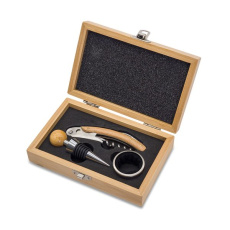 Sommelier Bambus-Weinbox-Set, beige