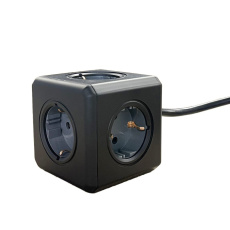PowerCube Extended – black (3.0m) – Steckdosenleiste mit USB-Anschlüssen